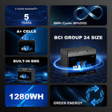 Enervol 12V 100Ah Group 24 LiFePO4 Lithium Battery