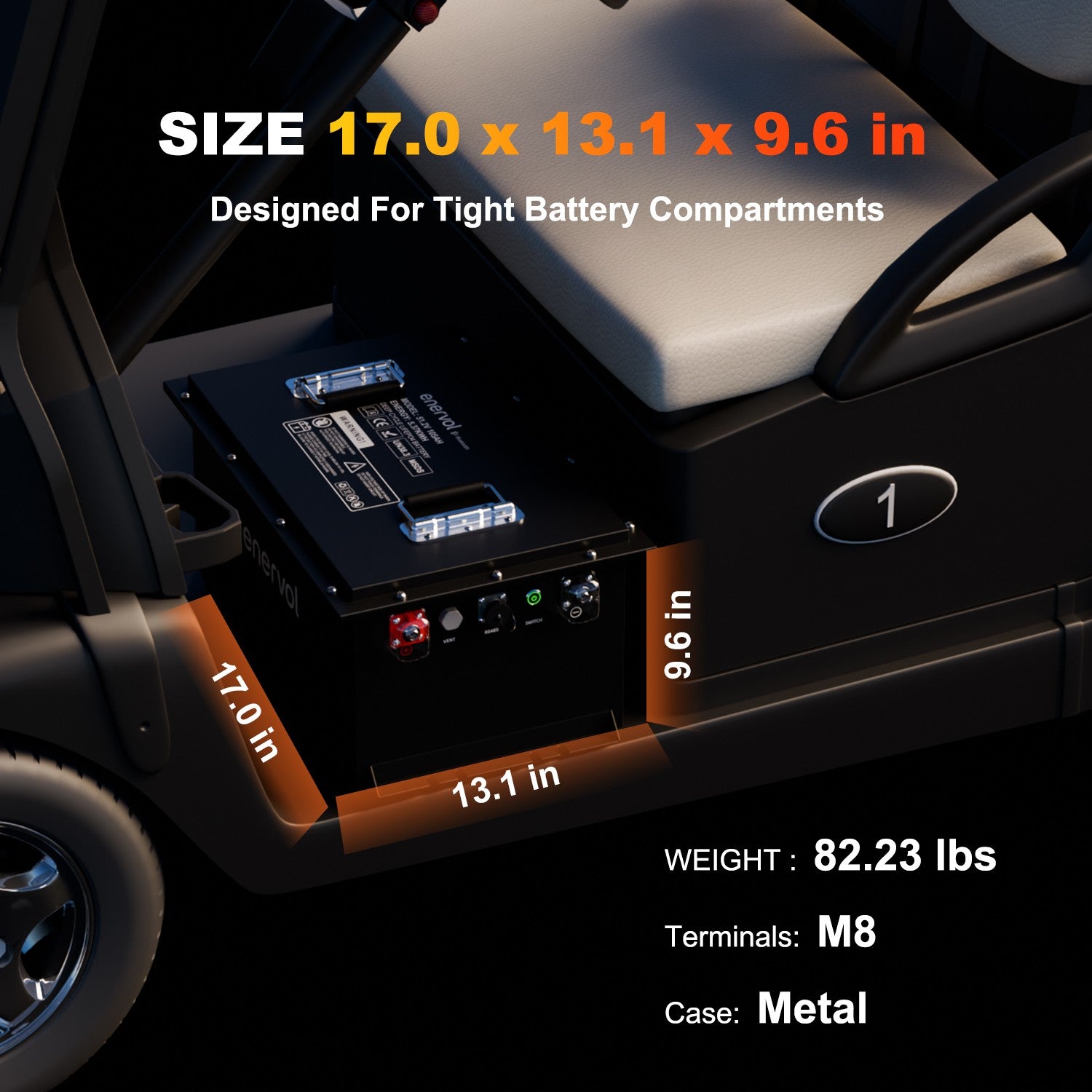Enervol 36V 105Ah Lithium (LiFePO4) Golf Cart Battery, 200A BMS