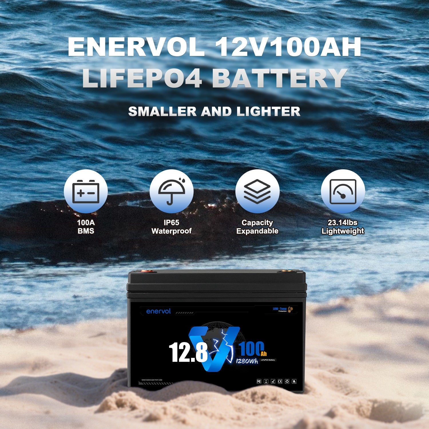 Enervol 12V 100Ah (Bluetooth) Lithium Battery